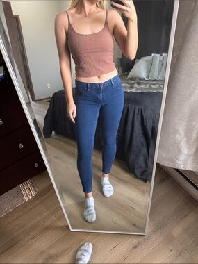 Medium Rise Indigo Skinny Jeans